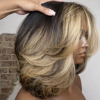 Blonde Highlight Straight Bob Human Hair Wig - 5×5 Lace Closure | BeautyBuyGen