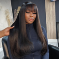 BeautyBuyGen × Nneka | 30” Bone Straight Glueless Bang Wig (3×1 Lace Part)