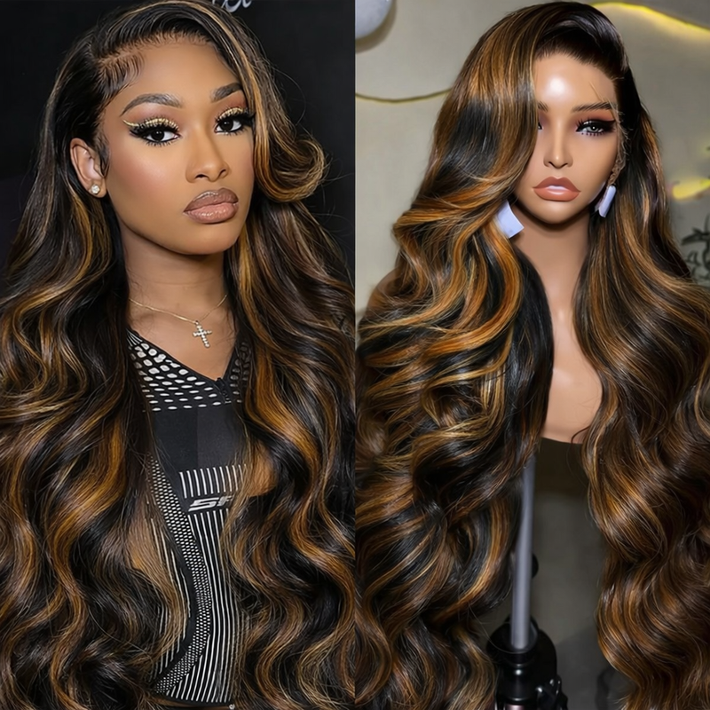 1B/30 Highlight Ombre Body Wave HD Lace Human Hair Wig - 30 Inches | BeautyBuyGen