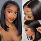 BeautyBuyGen × MOMO | Bone Straight Bob Wig (13×4 Lace Front or 4×4 Closure, 14–16”)
