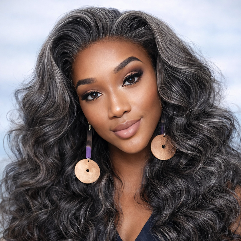 BeautyBuyGen × Sassoon BoB | Pepper Gray Body Wave HD Glueless Wear-and-Go Wig