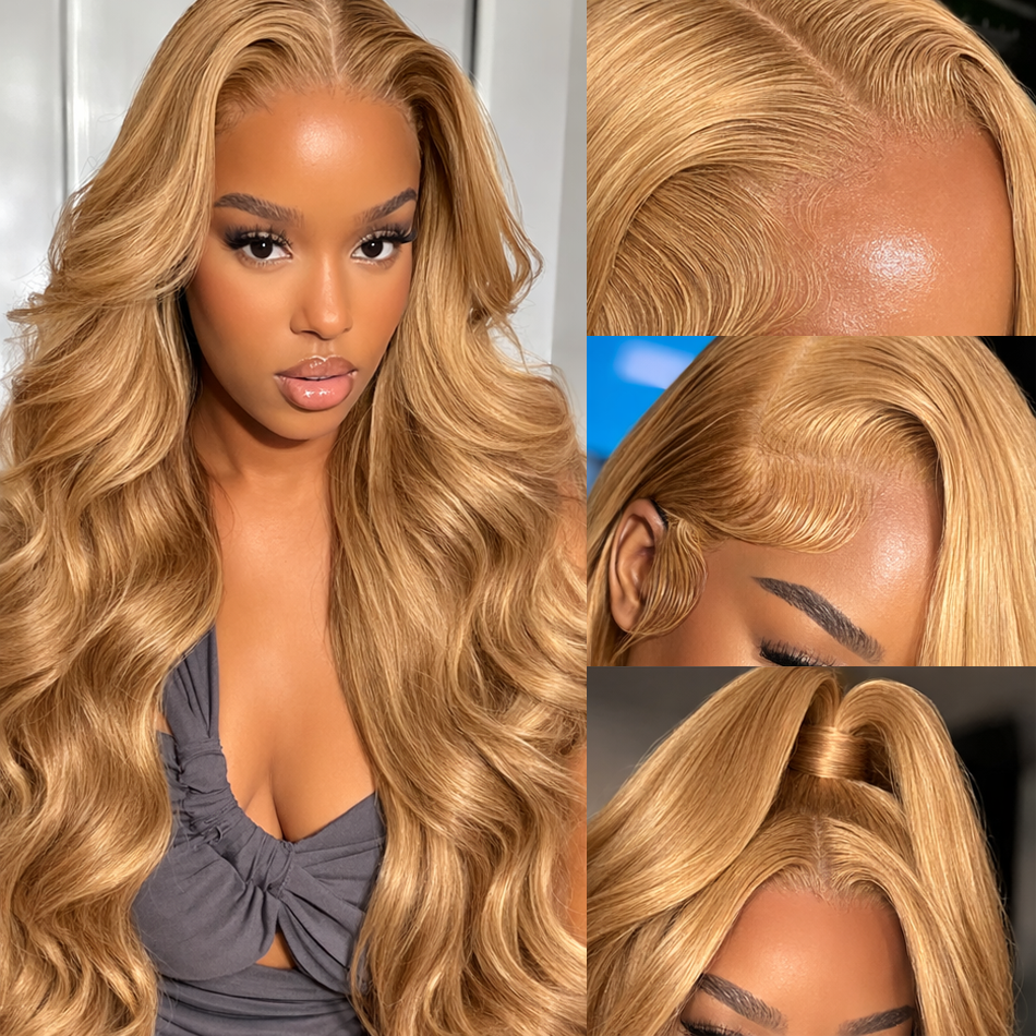 Honey Blonde Body Wave HD Lace Frontal Human Hair Wig - 27 - 34/36 Inches | BeautyBuyGen