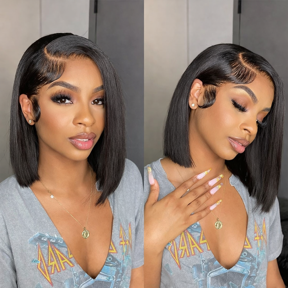 BeautyBuyGen × MOMO | Bone Straight Bob Wig (13×4 Lace Front or 4×4 Closure, 14–16”)