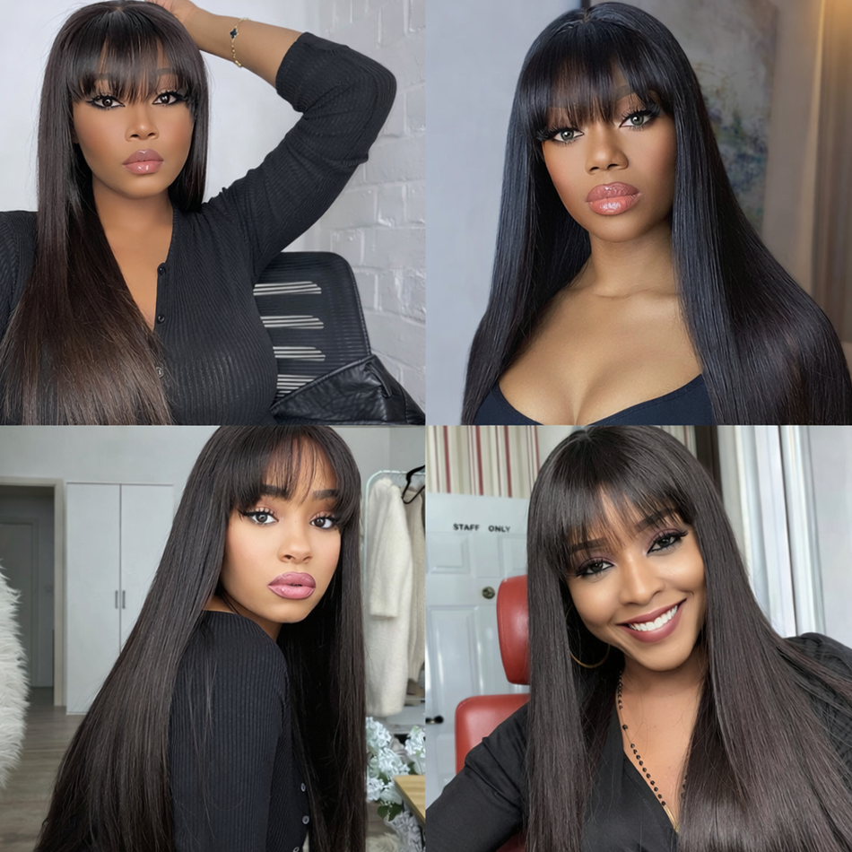 BeautyBuyGen × Nneka | 30” Bone Straight Glueless Bang Wig (3×1 Lace Part)