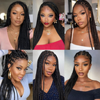 BeautyBuyGen × Queendom | Long Knotless Box Braid Full Lace Wig (Burgundy/Blonde)
