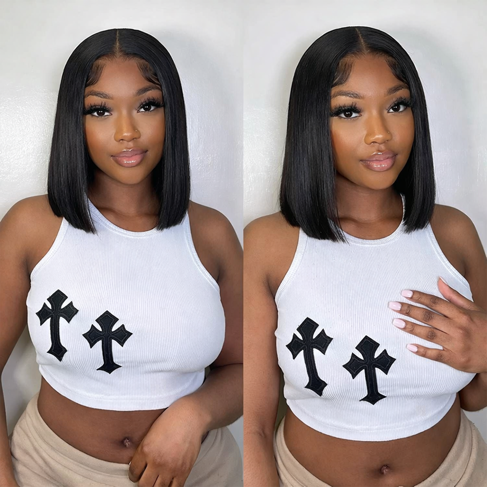 BeautyBuyGen × MOMO | Bone Straight Bob Wig (13×4 Lace Front or 4×4 Closure, 14–16”)