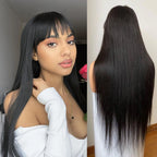 BeautyBuyGen × Nneka | 30” Bone Straight Glueless Bang Wig (3×1 Lace Part)