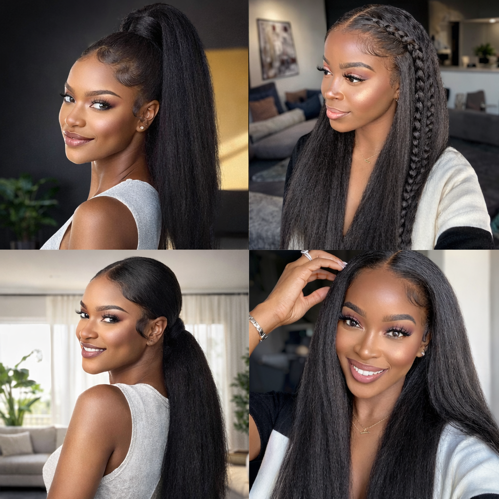 Kinky Straight 360 HD Lace Human Hair Wig - Full Lace - Pre-Plucked | BeautyBuyGen