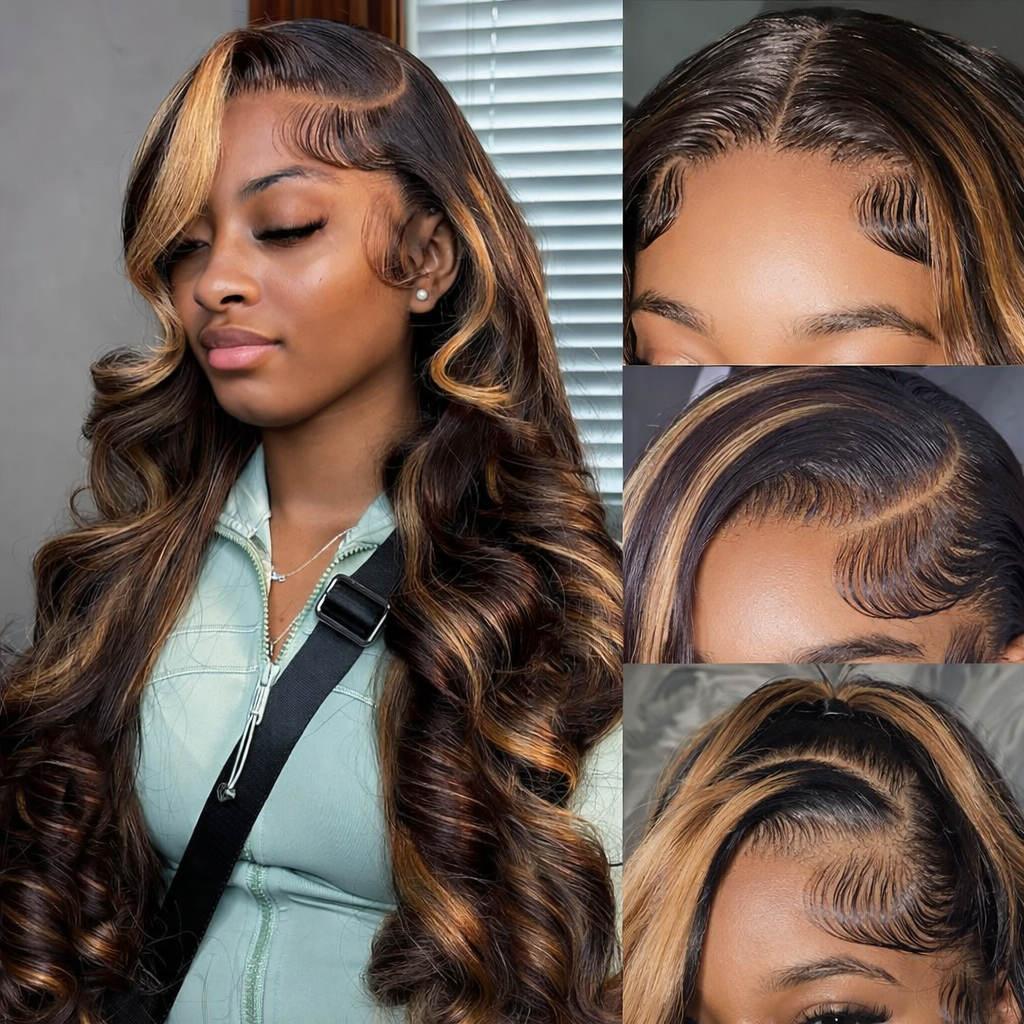 1B/30 Highlight Ombre Body Wave HD Lace Human Hair Wig - 30 Inches | BeautyBuyGen
