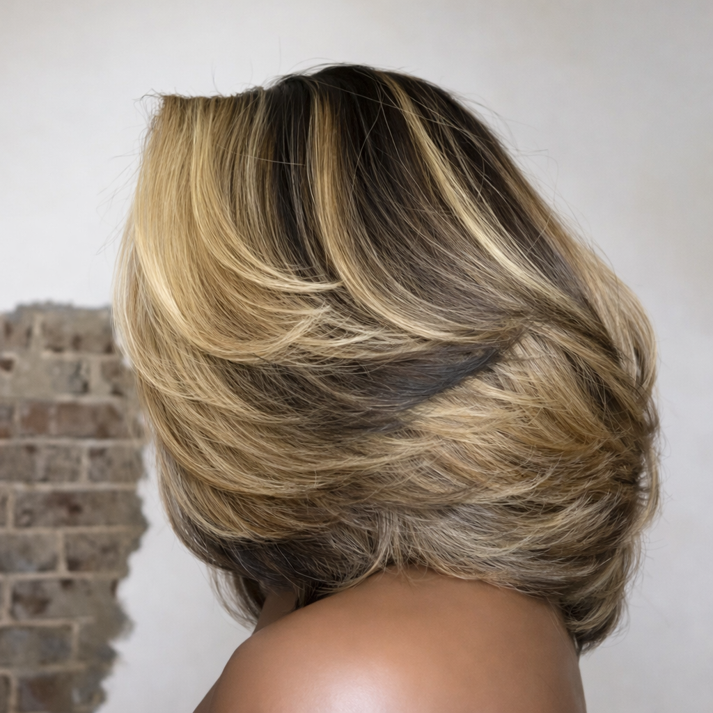 Blonde Highlight Straight Bob Human Hair Wig - 5×5 Lace Closure | BeautyBuyGen