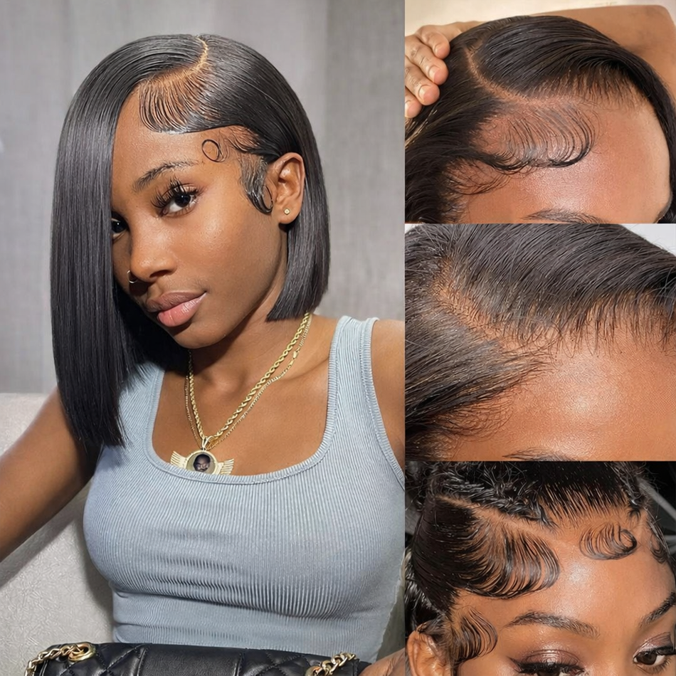 BeautyBuyGen × MOMO | Bone Straight HD Lace Bob Wig (12–14”)