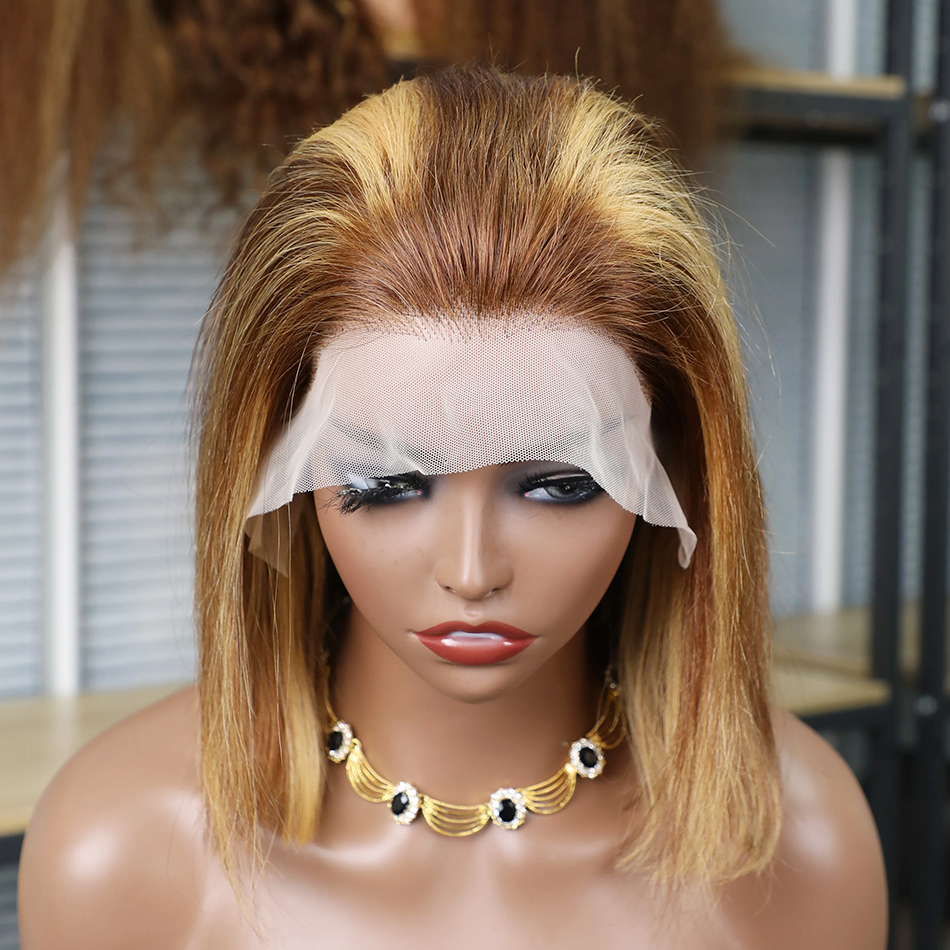 BeautyBuyGen × Duolux Hair | Brown/Blonde Highlight Straight HD Lace Bob Wig