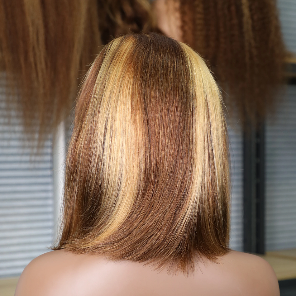 BeautyBuyGen × Duolux Hair | Brown/Blonde Highlight Straight HD Lace Bob Wig