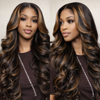 Body Wave Highlight HD Lace Frontal Human Hair Wig - P1B/30 - 250% Density | BeautyBuyGen