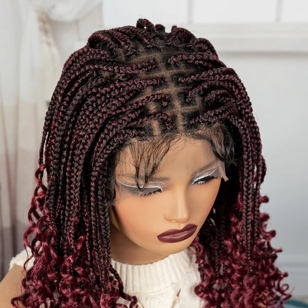 BeautyBuyGen × Alice Spring | Knotless Boho Box Braid Bob Full Lace Wig (Curly Ends)