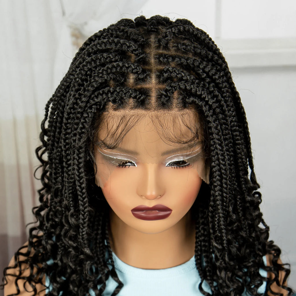BeautyBuyGen × Alice Spring | Knotless Boho Box Braid Bob Full Lace Wig (Curly Ends)