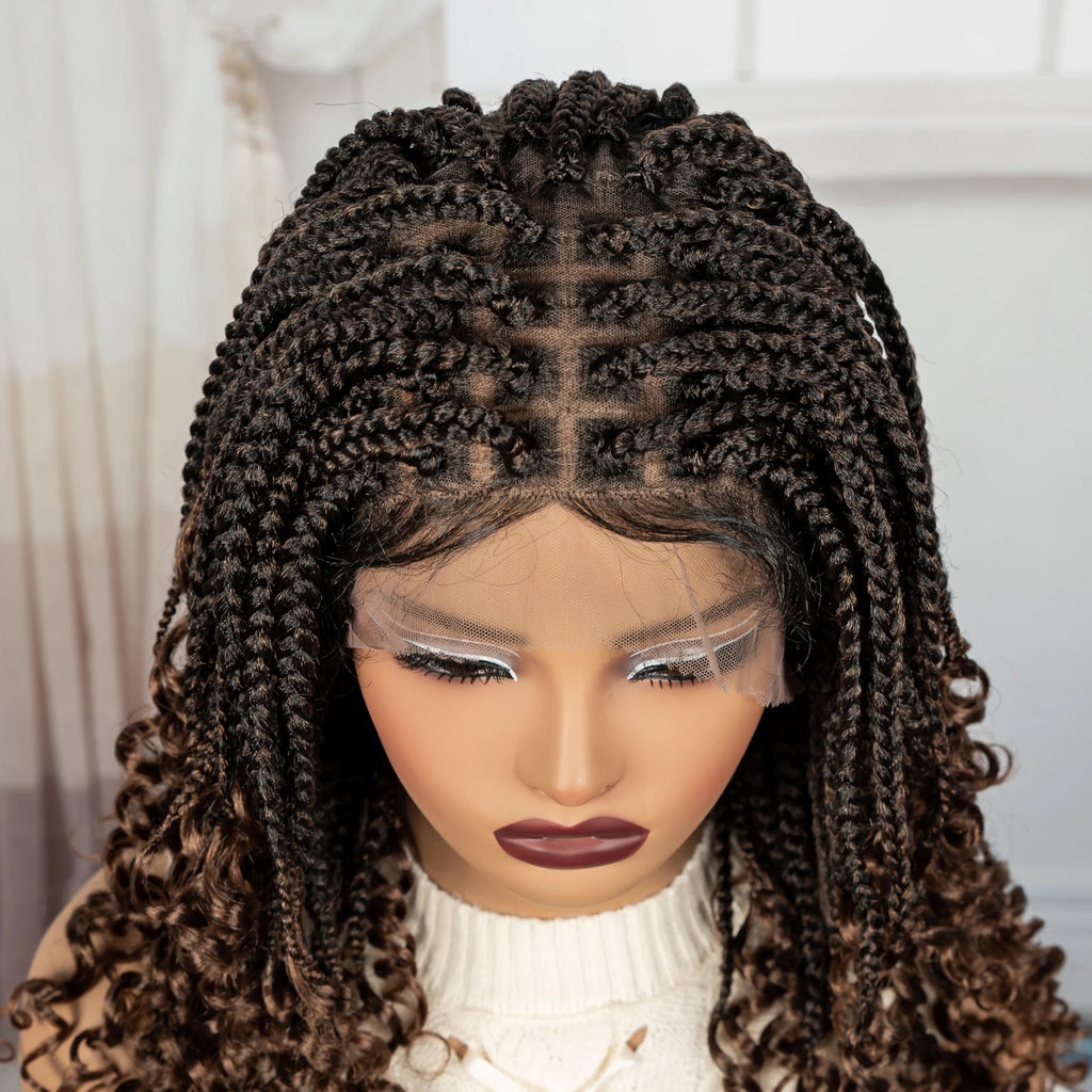 BeautyBuyGen × Alice Spring | Knotless Boho Box Braid Bob Full Lace Wig (Curly Ends)