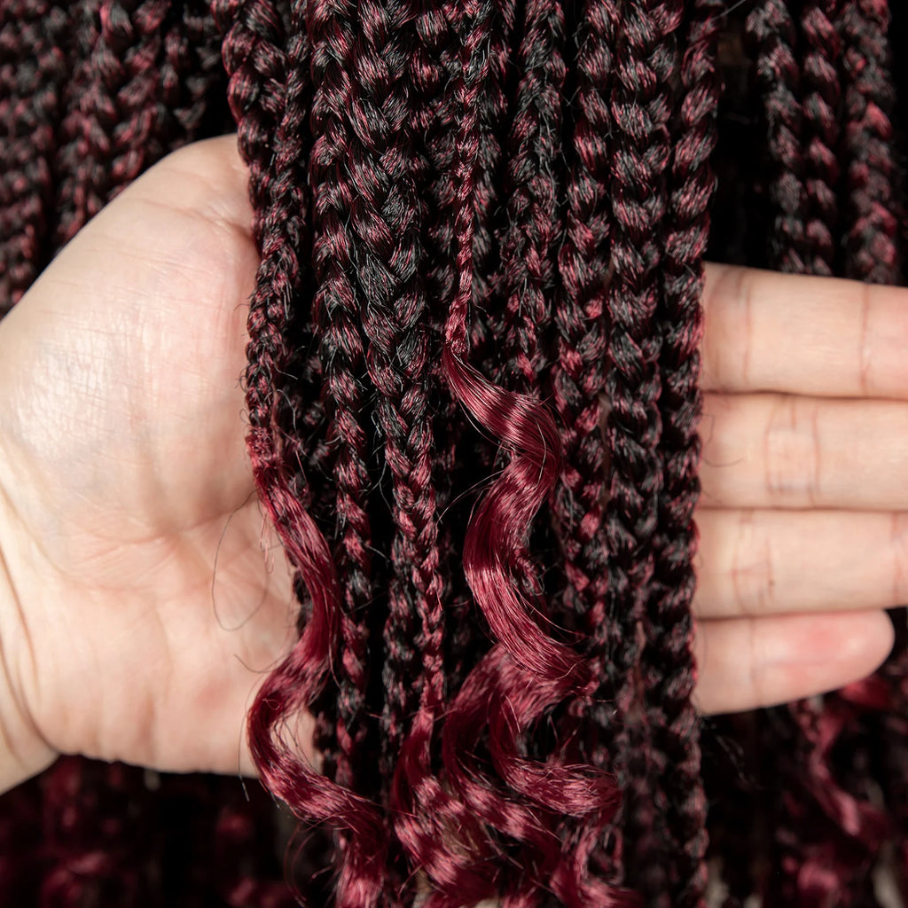 BeautyBuyGen × Alice Spring | Knotless Boho Box Braid Bob Full Lace Wig (Curly Ends)