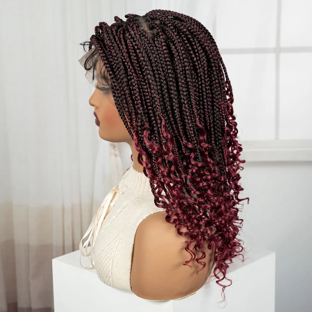 BeautyBuyGen × Alice Spring | Knotless Boho Box Braid Bob Full Lace Wig (Curly Ends)