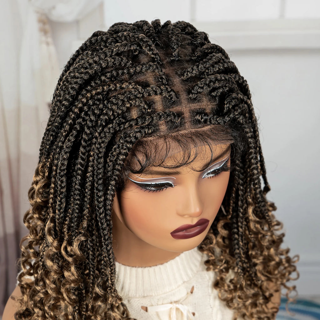 BeautyBuyGen × Alice Spring | Knotless Boho Box Braid Bob Full Lace Wig (Curly Ends)