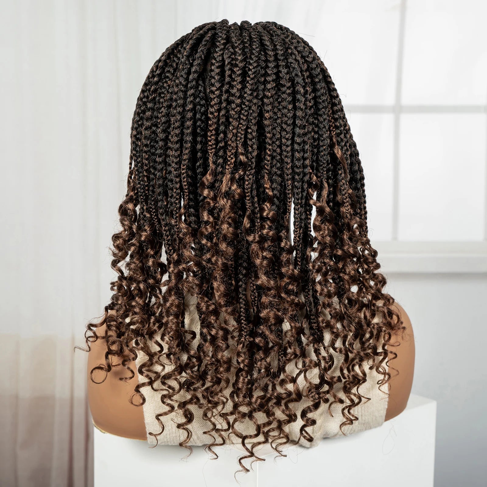 BeautyBuyGen × Alice Spring | Knotless Boho Box Braid Bob Full Lace Wig (Curly Ends)
