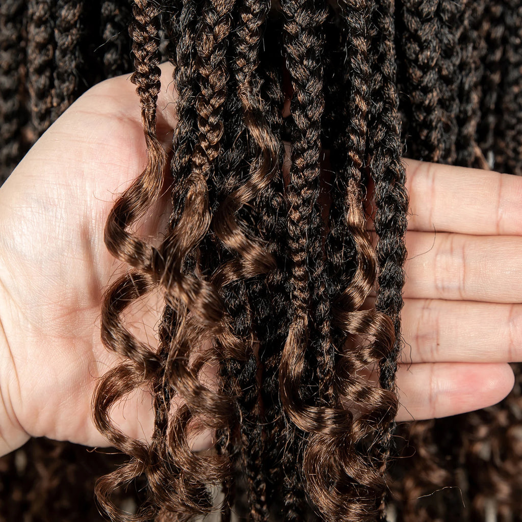 BeautyBuyGen × Alice Spring | Knotless Boho Box Braid Bob Full Lace Wig (Curly Ends)